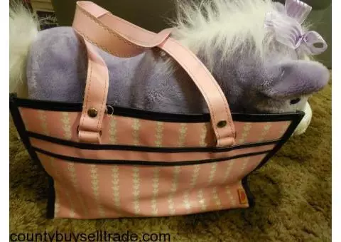 Build-A-Bear lavender horse and pink purse